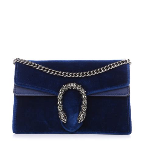 GUCCI Velvet Super Mini Dionysus Shoulder Bag Cobalt